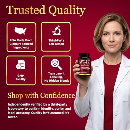 Premium Select Nutrition Liposomal Berberine HCL Capsules Supplement for Men and Women - 60 Capsules, 30 Servings - Third Party Tested, Made in USA - görsel 10