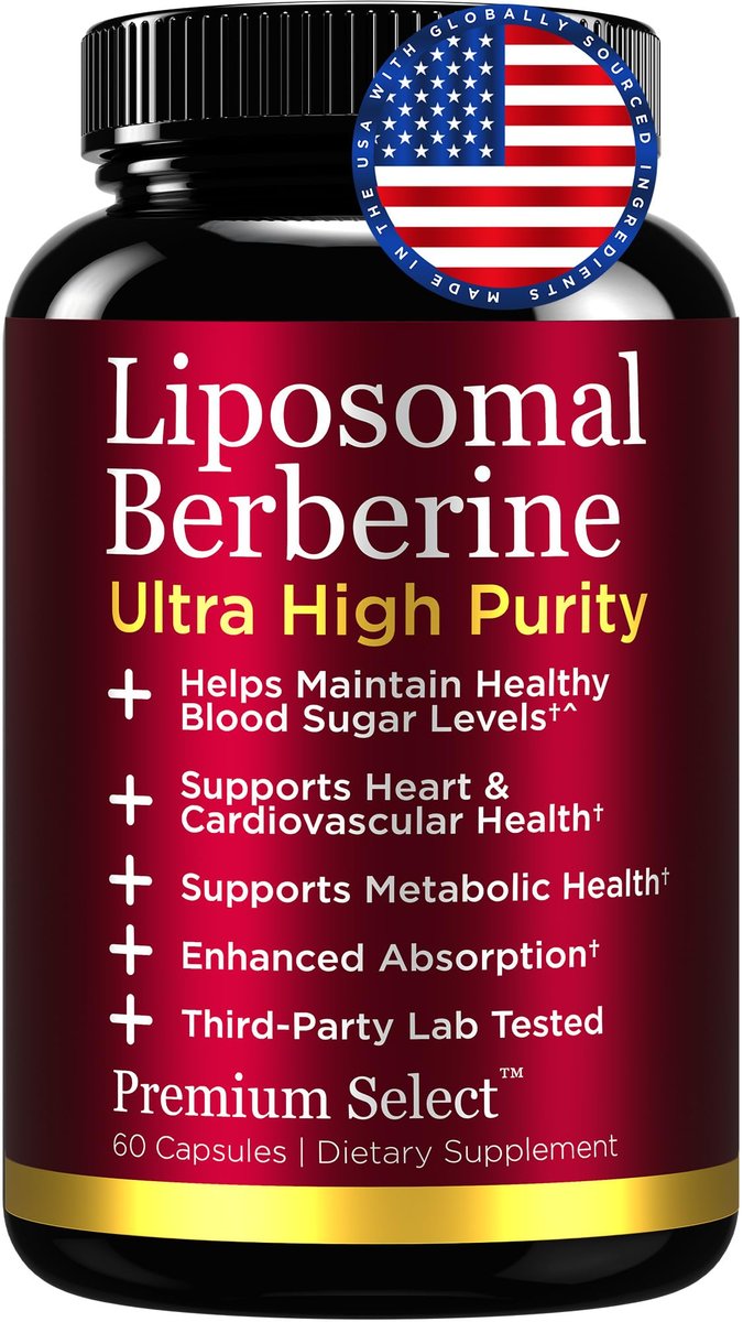 Premium Select Nutrition Liposomal Berberine HCL Capsules Supplement for Men and Women - 60 Capsules, 30 Servings - Third Party Tested, Made in USA - görsel 1