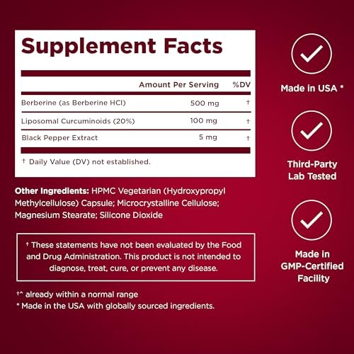 Premium Select Nutrition Liposomal Berberine HCL Capsules Supplement for Men and Women - 60 Capsules, 30 Servings - Third Party Tested, Made in USA - görsel 12
