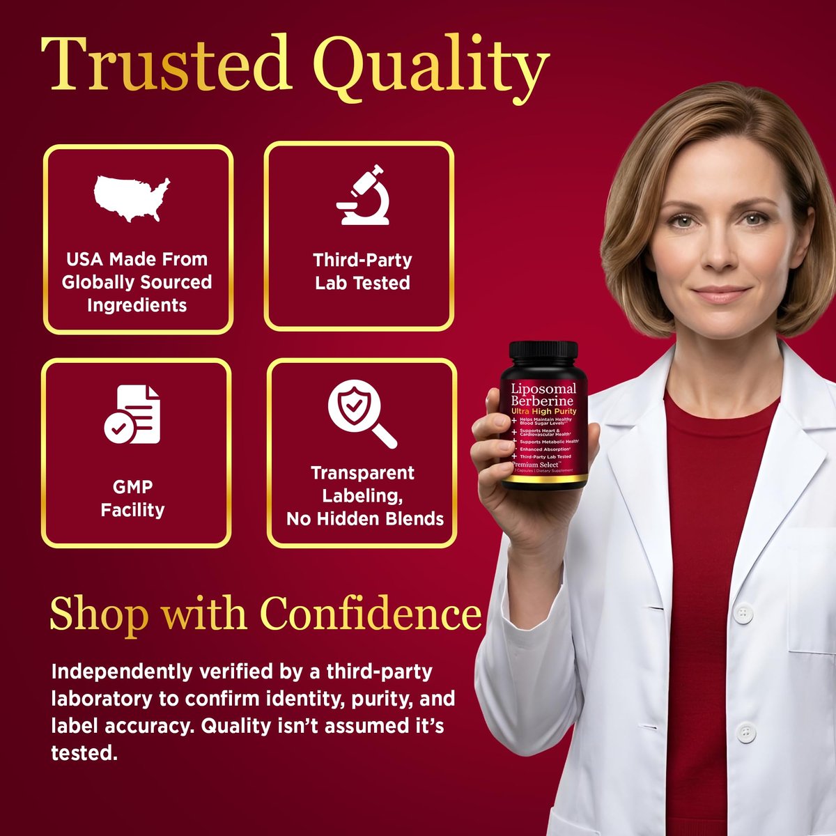 Premium Select Nutrition Liposomal Berberine HCL Capsules Supplement for Men and Women - 60 Capsules, 30 Servings - Third Party Tested, Made in USA - görsel 9