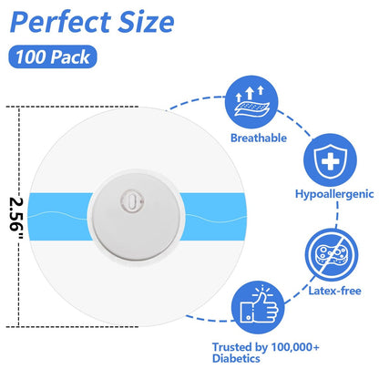 funpatch 100Pack Freestyle Sensor Covers for Libre 3 Plus, Waterproof Libre 3 Plus Sensor Covers CGM Tape Transparent Full Cover Patch Hypoallergenic Latex-Free Long Stay for 15 Days