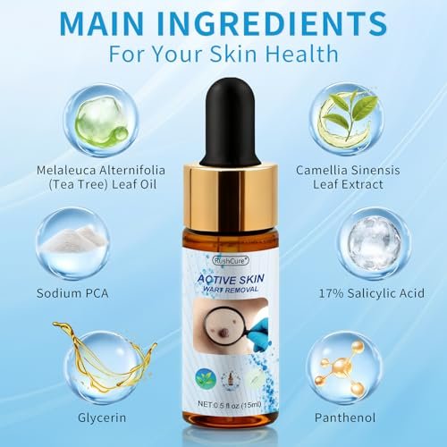 RushCure 17% Salicylic Acid Wart Remover for – Versatile Use: Effective against common warts, plantar warts (on – Image 5