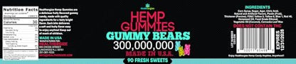 Hemp Gummies for Sleep-Calm Relaxing Night Support-Non-Melatonin, Gummy Bear Edibles Candy- Made in USA-90 Count