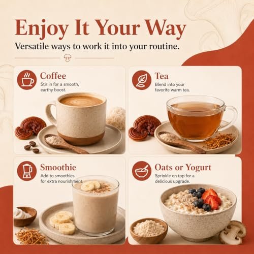 Suiyilary Mushroom Probiotic Coffee Creamer, 10 Mushrooms Creamer with Probiotics, Lion’s Mane, Cordyceps, Reishi, Turkey Tail, Shiitake for Gut, Digestion, Gluten Free 21 Serving - görsel 16