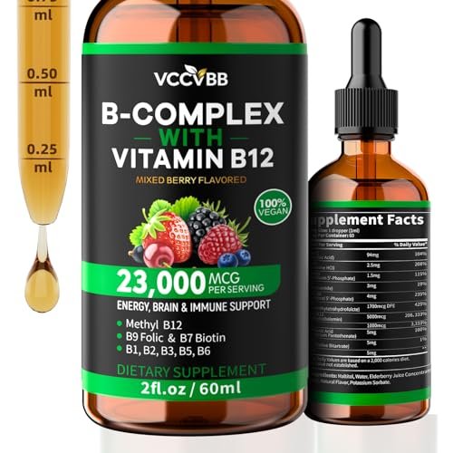 Vitamin B Complex Drops, Active B12 Methylcobalamin 5000mcg, B6, B1, B2, B5, B7, B3, Folate with Vitamin C, B12 Sublingual Liquid Fast Absorption | Boost Energy, Focus & Immunity, Vegan | 60 Servings - görsel 5
