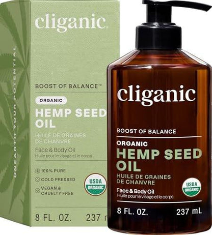 Cliganic Organic Sweet Almond Oil, 100% Pure (8oz) - for Skin & Hair, Nourishing Carrier Oil for Face & Body