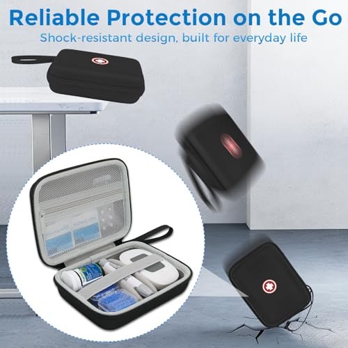 Diabetic Supplies Travel Case - Carrying Case Organizer for Diabetes Testing Kit, Blood Glucose Monitor Kit with Meter, Blood Sugar Test Strips, Lancets, Lancing Device (Case Only) Gray Interior - görsel 3