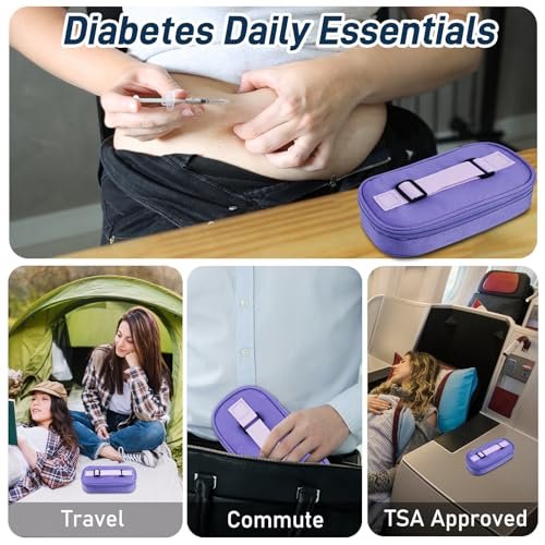 Cruxer Insulin Vial Cooler Travel Case (Purple) – Portable Insulated Diabetic Medicine Travel Bag, TSA Approved, Small Bottle Storage Kit with Reusable Ice Brick Cooler - görsel 6