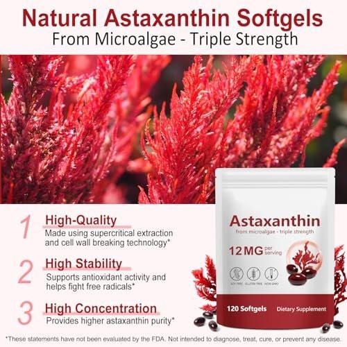 ITSDAWN Astaxanthin 12mg, 120 Softgels - Antioxidant Supplement for Eye, Skin, Immune Support, Natural Microalgae Source, 4 Month Supply - görsel 8