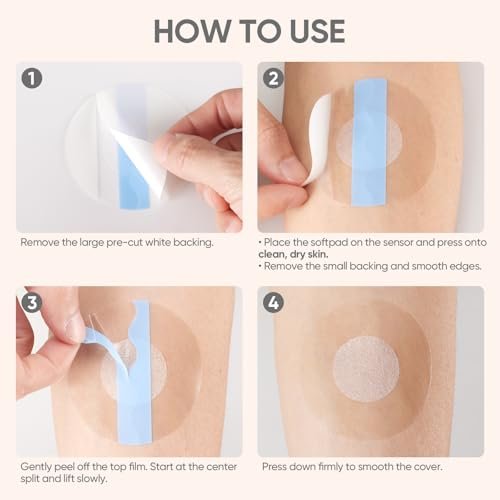 NeXxcel 50 Pack Sensor Covers for Freestyle Libre 3 & 3 Plus, Waterproof Adhesive Patches with No-Glue Center, Ultra-Thin Transparent Film for Swimming, Shower & Workout - görsel 1