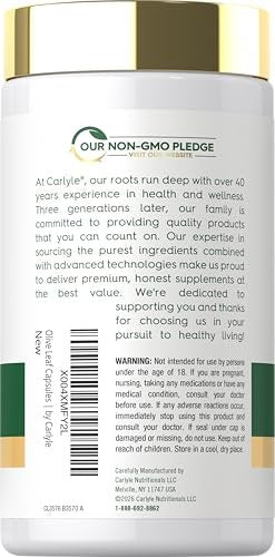 Carlyle Olive Leaf Extract Capsules | 70 Count | Non-GMO, Gluten Free | High Potency Supplement