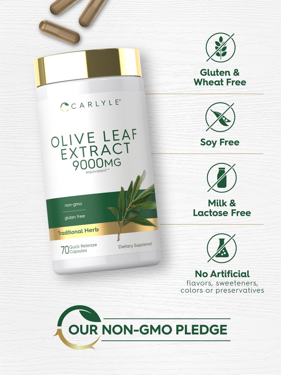 Carlyle Olive Leaf Extract Capsules | 70 Count | Non-GMO, Gluten Free | High Potency Supplement - görsel 9