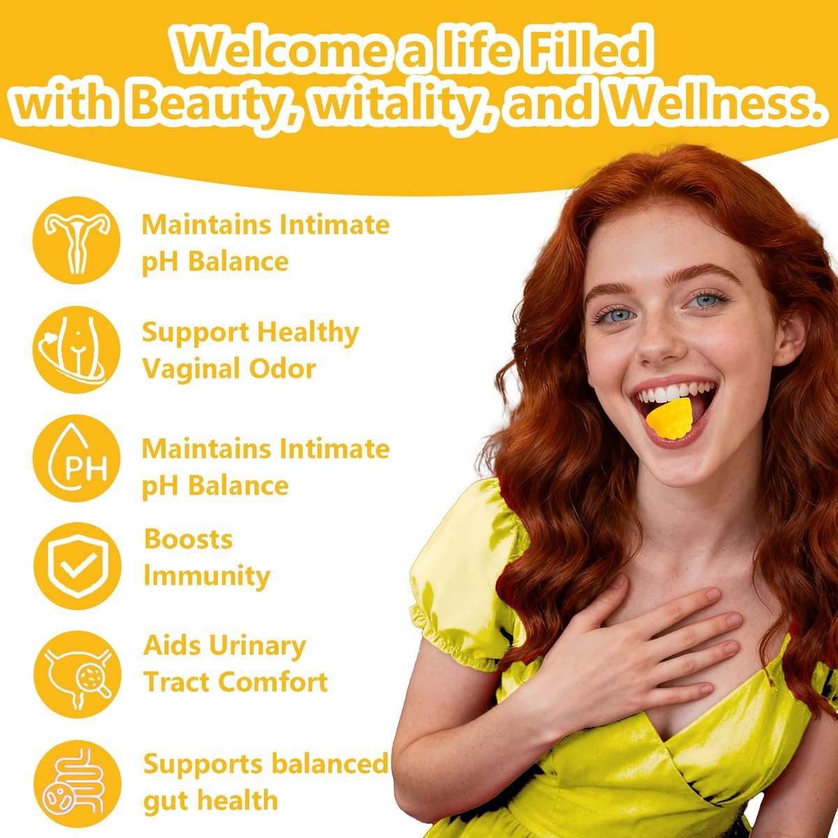 Itiban Vaginal Probiotics Gummies for Women, Premium Feminine pH Balance Gummies, Healthy Odor, Yeast Balance & Flora + Vitamin C for Immune Support, 60ct Pineapple Flavor - görsel 7