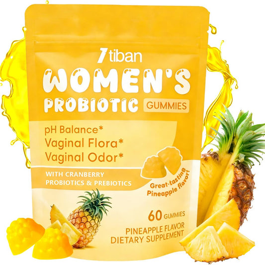 Itiban Vaginal Probiotics Gummies for Women, Premium Feminine pH Balance Gummies, Healthy Odor, Yeast Balance & Flora + Vitamin C for Immune Support, 60ct Pineapple Flavor