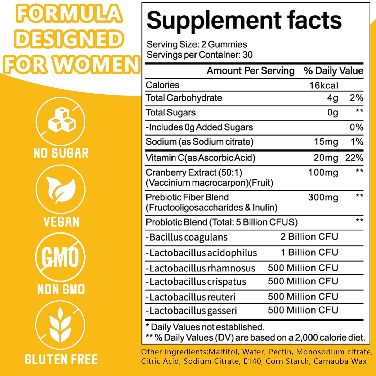 Itiban Vaginal Probiotics Gummies for Women, Premium Feminine pH Balance Gummies, Healthy Odor, Yeast Balance & Flora + Vitamin C for Immune Support, 60ct Pineapple Flavor - görsel 3