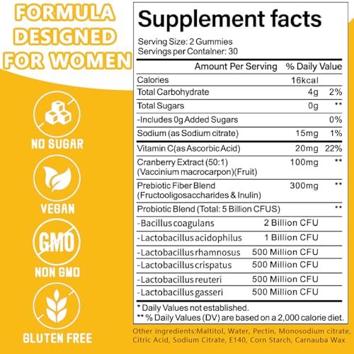 Itiban Vaginal Probiotics Gummies for Women, Premium Feminine pH Balance Gummies, Healthy Odor, Yeast Balance & Flora + Vitamin C for Immune Support, 60ct Pineapple Flavor - görsel 4