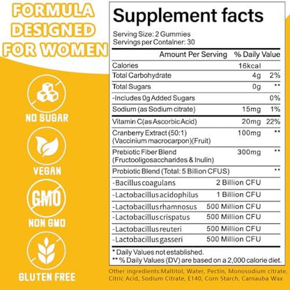 Itiban Vaginal Probiotics Gummies for Women, Premium Feminine pH Balance Gummies, Healthy Odor, Yeast Balance & Flora + Vitamin C for Immune Support, 60ct Pineapple Flavor