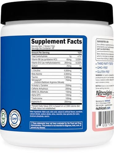 Nutricost Pre-Workout Powder (Cotton Candy) 30 Servings - GMO-Free, Gluten-Free, Vegetarian