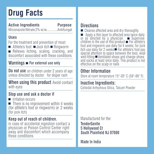 TenderGentle Miconazole Antifungal Powder, 3oz - Good for Jock Itch, Ringworm, and Athletes Foot - for Discomfort, Scaling, Cracking, and Itching Powder - görsel 11
