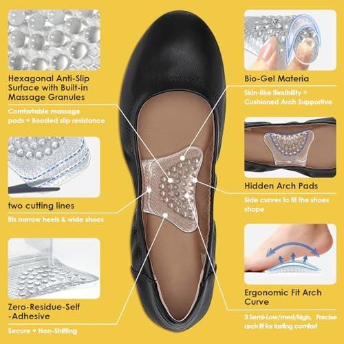Dr. Archrevive Arch Support Inserts Women, Customizable 3-Height System for Plantar Fasciitis, Non-Slip Invisible Bio-Gel, Butterfly Contour for Heels, Flats & Sandals (2 Pairs, High Arch) - görsel 7