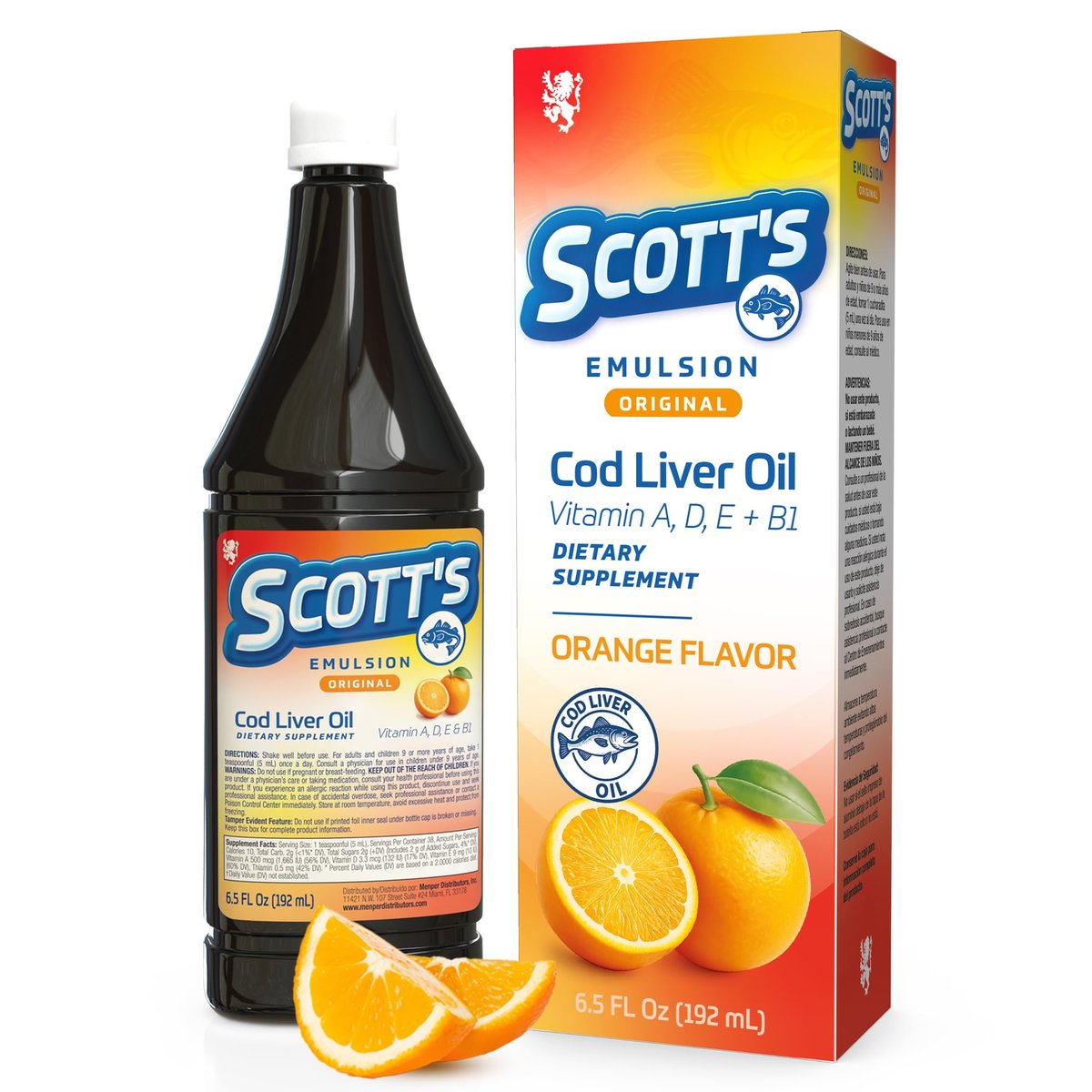 SCOTT'S EMULSION Cod Liver Oil Liquid for Kids | Omega 3 Fish Oil for Kids with Vitamins A, D & E | Orange Flavor Fish Emulsion | Family Wellness & Immune Support Supplement | 6.5 Fl Oz | 1-Pack - görsel 6