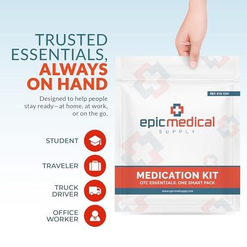 Epic Medical Supply First Aid Kit Medication Refill – 70-Count Unit Dose Packets – Emergency Medicine Kit Pills for 1st Aid Kit Refills, Travel, Office, Dorm, Camping – Assembled in USA (70 Pieces) - görsel 4