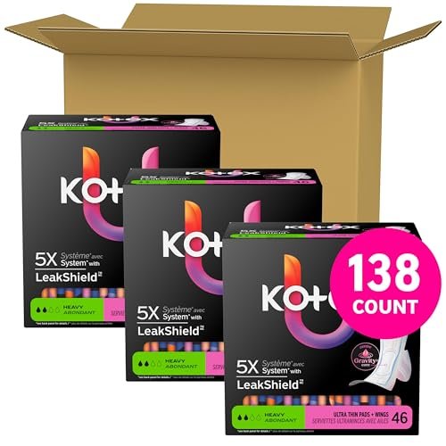 Kotex Ultra Thin Pads with Wings, Heavy Absorbency, 138 Count (3 Packs of 46) - görsel 4