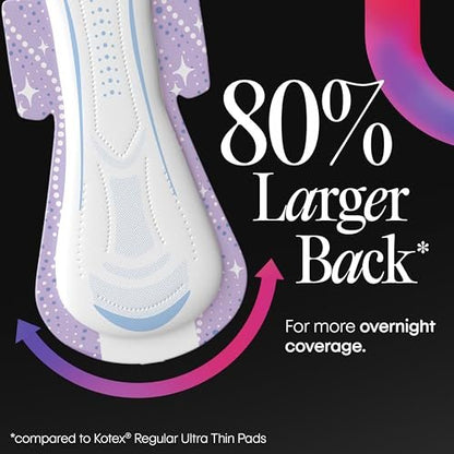 Kotex Overnight Maxi Pads with Wings, Extra – Secure Wings: Flexible wings wrap around your underwear to help – Image 2