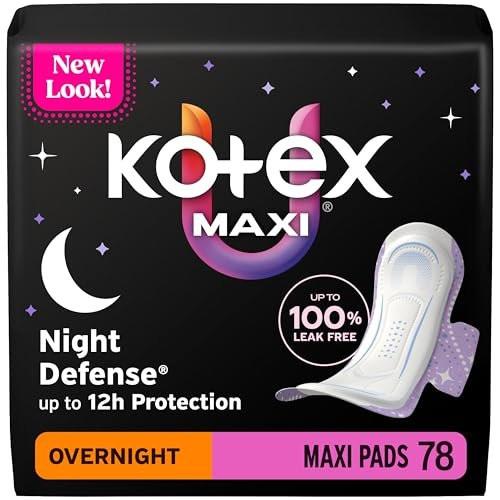 Kotex Overnight Maxi Pads with Wings, 78 Count (3 Packs of 26) - görsel 3