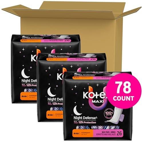 Kotex Overnight Maxi Pads with Wings, 78 Count (3 Packs of 26) - görsel 1