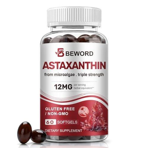BEWORD Astaxanthin 12mg with MCT Oil, 60/120 Softgels 2-Month Supply | Premium Antioxidant Supplements | Natural Microalgae, Triple Strength | Supports Skin & Eye Health | Non-GMO, Gluten & Soy-Free - görsel 10