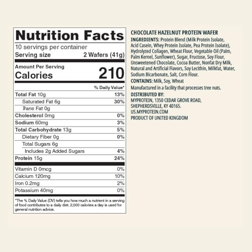 Myprotein Crispy Protein Wafers | 15g Protein | Box of 10 | Chocolate Hazelnut | High Protein Snack Bar | Milk & Whey Isolate | Low Sugar - görsel 4