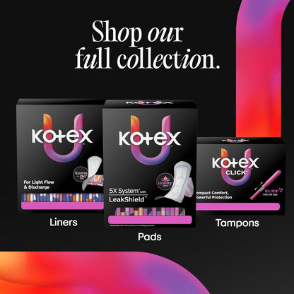 Kotex Ultra Thin Pads with Wings, Regular Absorbency, 100 Count (2 Packs of 50)