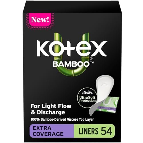 Kotex Bamboo Wrapped Liners, Light Absorbency, Extra Coverage, 54 Count (Packaging May Vary) - görsel 1