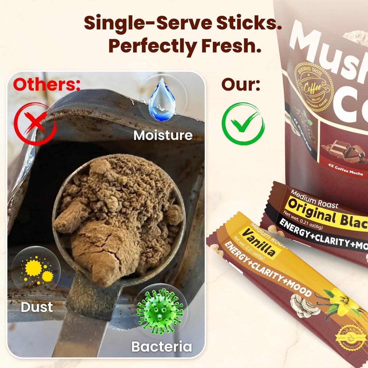 WepBio Mushroom Coffee - 11 in 1 Mushroom Blend with Lions Mane, Ashwagandha KSM-66 & L-Theanine Instant Mushrooms Coffee Packets for Energy, Focus & Digestion Sugar-Free 16 Servings Variety Pack - görsel 13
