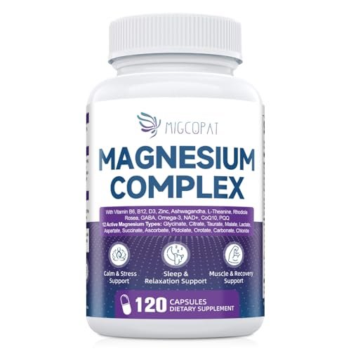Migcopat Magnesium Complex w/Magnesium Glycinate, Malate, Citrate | 24-in-1 Magnesium Supplement w/Ashwagandha, L-Theanine & NAD+ | Supports Calm, Energy, Muscle & Sleep | Non-GMO, 120 Vegan Caps - görsel 5