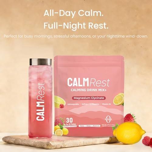 CalmRest Calm Magnesium Powder Cortisol Supplement for Women, Hormone Balance Support for Sleep & Relax Supports, No Sugar, Raspberry Lemonade, 30Ct - görsel 9