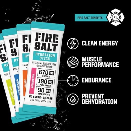 Fire Science Fire Salt Hydration Sticks, Electrolytes & Coconut Water, Hydration Drink Mix with Magnesium, Potassium & Sodium, Zero Sugar, Single Serve On the Go Packs, Variety Pack Flavors, 12 Count - görsel 3