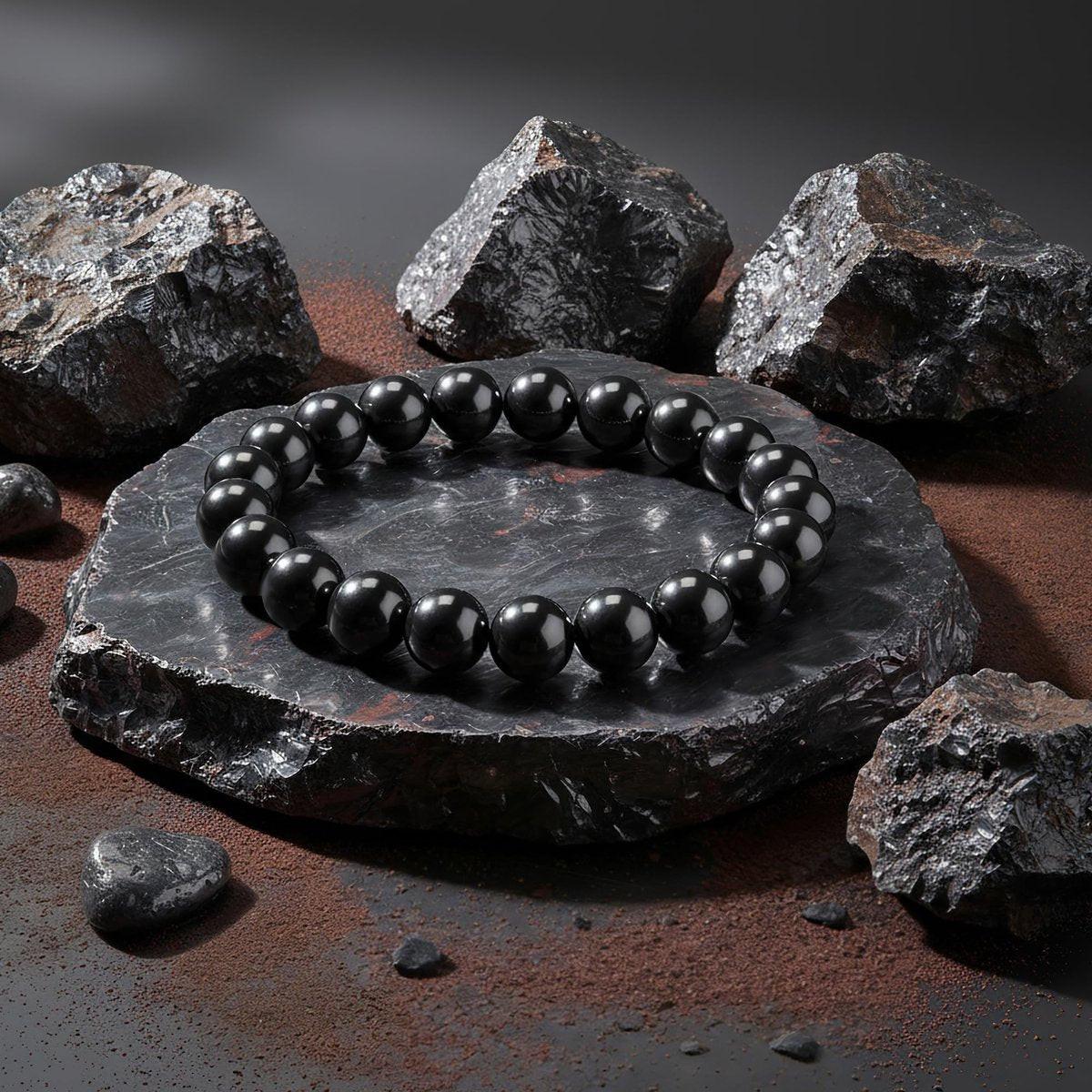 PEALICIOUS Hematite Bracelet for Men, 10MM Magnetic Bracelet with Natural Hematite Beads as Father Day Gifts, Black Magnet Jewelry with Energy Stone for Balance Power Inspirational Gift - görsel 10