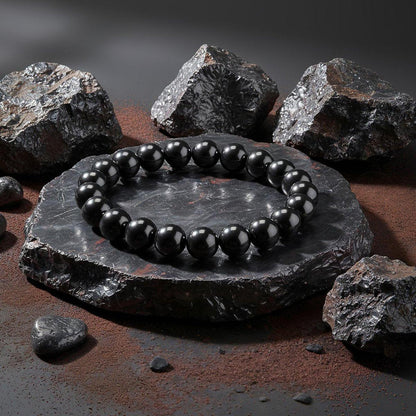 PEALICIOUS Hematite Bracelet for Men, 10MM Magnetic Bracelet with Natural Hematite Beads as Father Day Gifts, Black Magnet Jewelry with Energy Stone for Balance Power Inspirational Gift