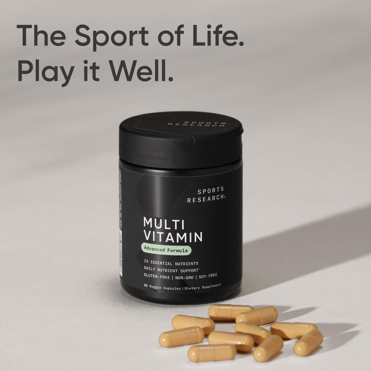 Sports Research® Multivitamin – Advanced Formula - 23 Essential Vitamins & Minerals with CoQ10 & Iodine - Daily Nutrient Support - Non-GMO Tested & Gluten-Free - 60 Veggie Capsules - görsel 12