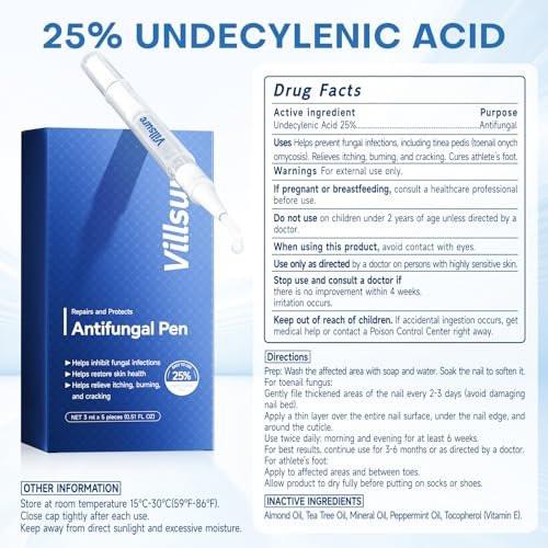 Villsure Toenail Fungus Pen - Toenail Fungus Treatment Extra Strength, Contains 25% Undecenoic Acid, Tea Tree Oils, along with Other Natural Ingredients, Mild and Non-Irritating- Nail Fungus Pen 5pcs - görsel 7