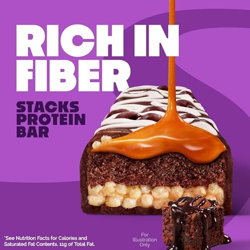 Quest Nutrition Stacks Protein Bars, Brownie a la Mode Flavor, 20g Protein, 3g Net Carbs, 1g Sugar, High Fiber, Low Sugar, Gluten Free, 12 Count - görsel 6