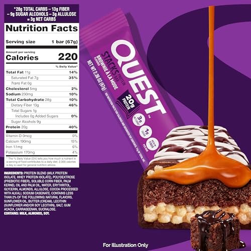 Quest Nutrition Stacks Protein Bars, Brownie a la Mode Flavor, 20g Protein, 3g Net Carbs, 1g Sugar, High Fiber, Low Sugar, Gluten Free, 12 Count - görsel 2