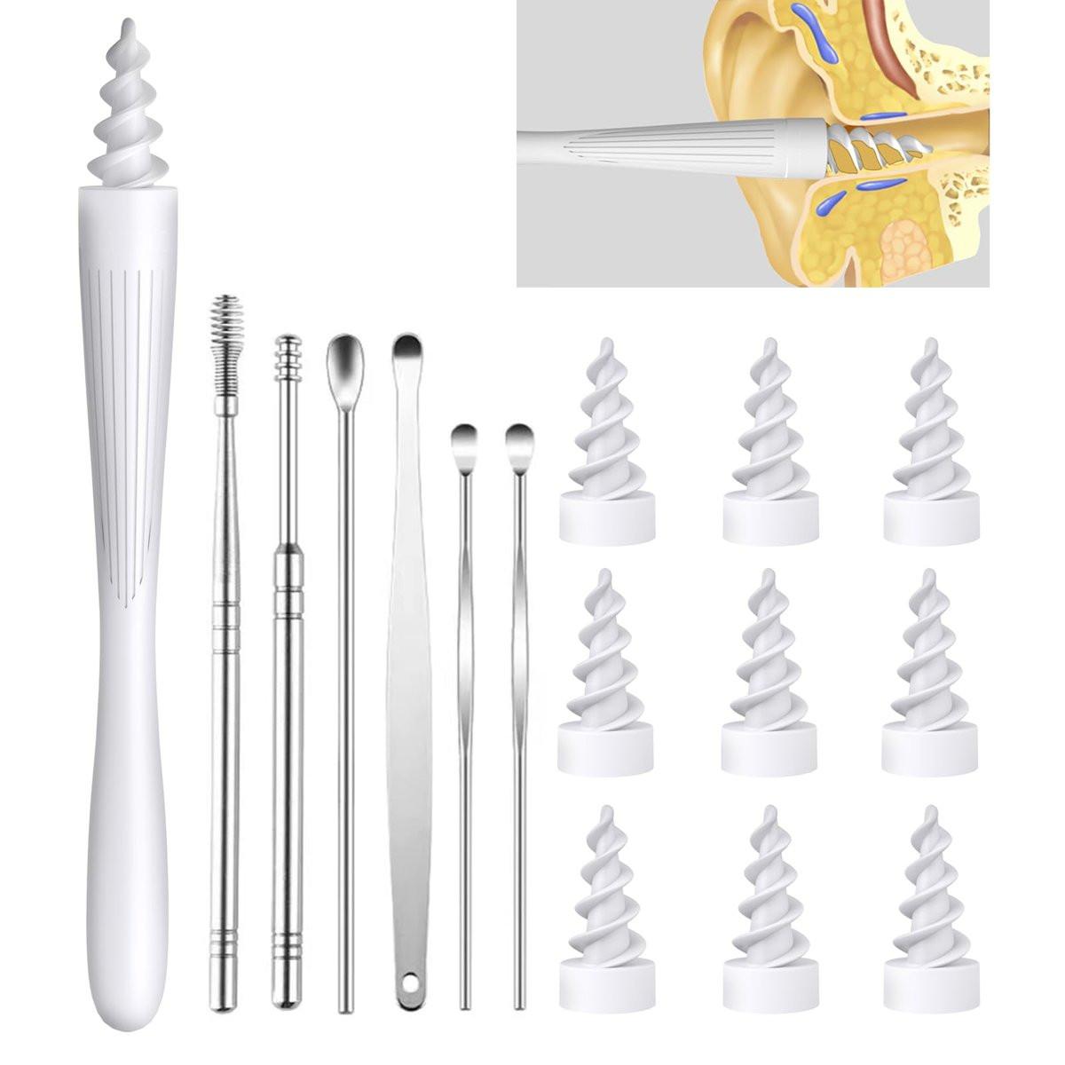 Ear Wax Removal Tool, Ear Wax Removal Reusable and Washable Replacement Soft Silicone Tips for Cleaner Earwax, Ear Wax Removal Kit Contains 7 Types of Ear Cleaner Tools (White) - görsel 4