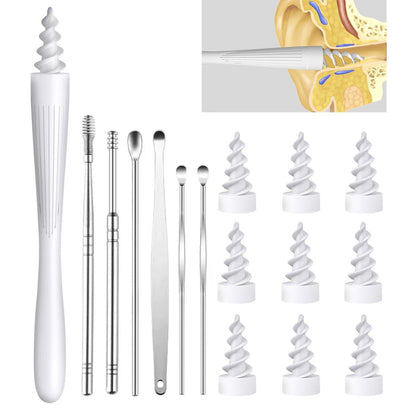 Ear Wax Removal Tool, Ear Wax Removal Reusable and Washable Replacement Soft Silicone Tips for Cleaner Earwax, Ear Wax Removal Kit Contains 7 Types of Ear Cleaner Tools (White)