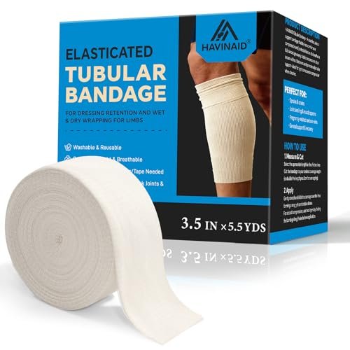 Latex-Free Elasticated Tubular Support Bandage with Stockinette Fabric, Breathable Tubular Compression Sleeve for Joint & Tissue Support on Arms, Knees, Legs (3" x 5.5 Yards) Size D - görsel 6