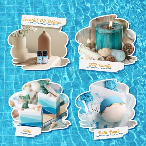 Soulorigin Summer Essential Oils Set, Fragrance Oil Gift Set for Oil Diffusers, Scented Oils for Soap Candle Making 6x10ml - Sea Breeze, Pineapple, Watermelon, Coconut, Pink Beach, and Pina Colada - görsel 1