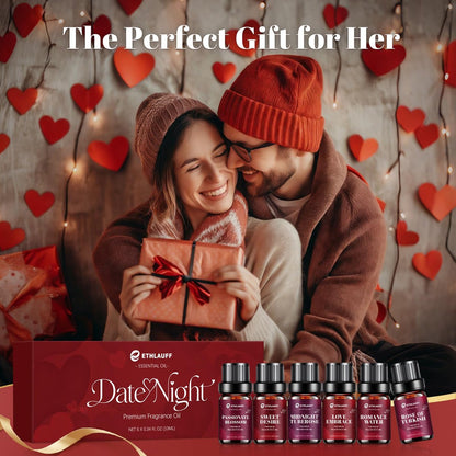 Date Night Fragrance Oils Set, Premium Essential Oils Set for Candle & Soap Making, Scented Oils for Perfume, Rose of Turkish, Romance Water, Valentines Day Gifts for Women