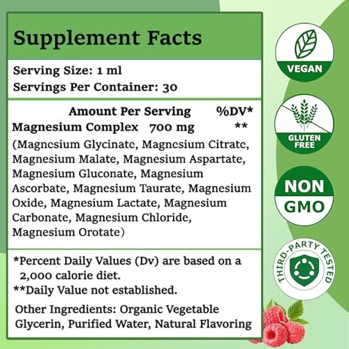 Magnesium 12 in 1 Complex Liquid Drops 700mg, High Absorption Magnesium Glycinate Citrate Malate Taurate & 8 Forms, Magnesium Complex Blend Supplement for Sleep Muscle Nerve Energy Heart Health - görsel 12